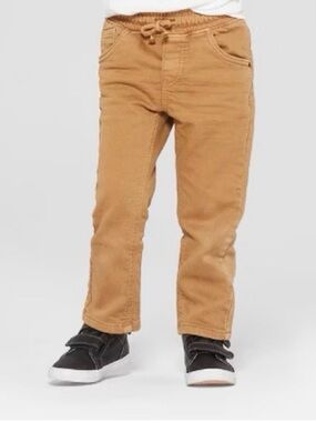 Cat & Jack Kids' Drawstring Straight Leg Jeans Pants - Tan 3t